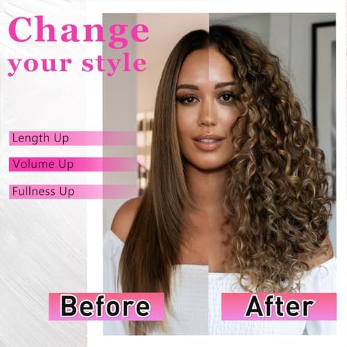 Vigorous Curly Clip In Hair Extensions,4PCS 20 inch Thick Curly Hair Extensions Lace Weft Clip Ins Invisible Natural Synthetic Hairpieces for Women,Black Brown(4/4K) - Image 5