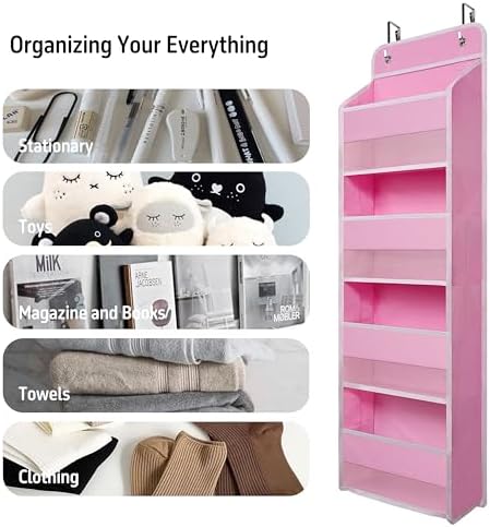 GCreation Over Door Organizer for Bedroom Bathroom Pantry, 4 Shelf Pink - Image 6