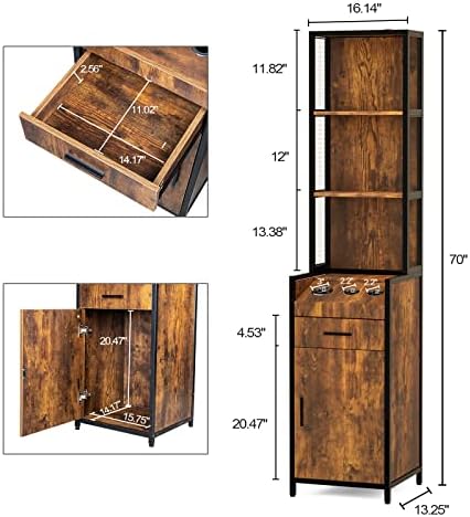 OmySalon Salon Station, Barber Stations with 3-Tier Storage Shelf, Hair Styling Cabinet with 1 Drawer, 1 Storage Cabinet, 3 Hot Tool Holders, Beauty Spa Equipment, Rustic Brown - Image 3