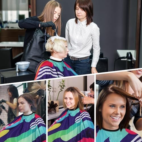 Professional Hair Cutting Cape with Neck Duster Brush, Waterproof Salon Barber Cape with Snaps, Barber Accessories (Colorful) - Image 6