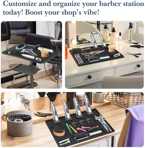 Magnetic Barber Mat for Clippers,Station Barber Tool Organizer Mat Rubber for Scissors Salon Barber shop Beauty Tools with 4 Slots Flexible Silicone Barber Pad Non-Slip Professional Barber Accessories - Image 7