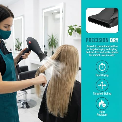 2 Pcs Universal Blow Dryer Comb Attachment Set Black Plastic Hair Concentrator Diffuser Nozzle Replacement Hair Dryer Attachments for Salon and Home Use Hair Dryer Nozzle - Image 6