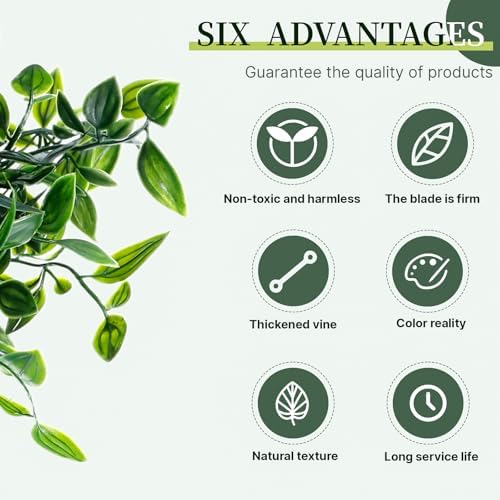 Artificial Hanging Plants for Shelf, 3-Pack Fake Potted Greenery Faux Mandala Monstera and Eucalyptus Vines in Black Pot, Décor for Office Living Room Bathroom Indoor Outdoor - Image 5