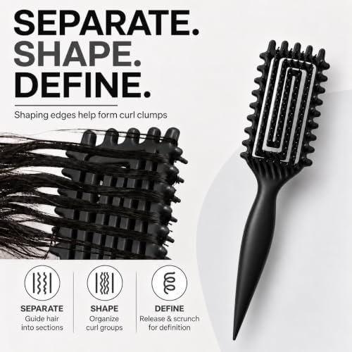 Curly Hair Brush Candybrush Curl Defining Brush for Detangling Shaping and Defining Curls for Women, Men, Wet & Dry Hair (Black) - Image 3