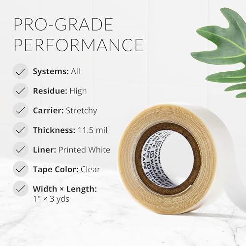 Walker Tape Ultra Hold Adhesive Tape Roll, Double Sided Strong Hold Hair Tape in Hair Extensions Human Hair, Wig Tape and Lace or Poly Systems, Long Lasting Extension Tape Replacement, 1" x 3 Yards - Image 3