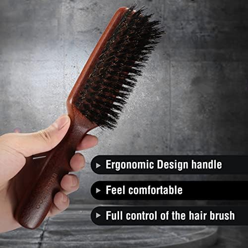 Hair Brush for Men Fine Thin Wavy Hair, Boar Bristle Hair Brush for Add Shine Improve Texture Reduce Frizz, Hairbrush for Beard Straightens Softens - Image 2