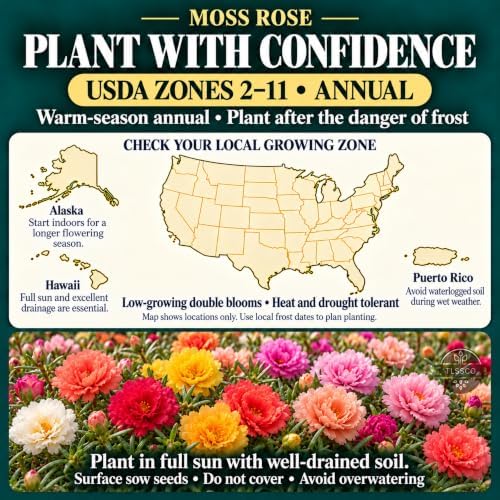 24500 Double Mix Moss Rose Flower Seeds, Portulaca Grandiflora - Image 4
