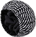 Shower Cap for Men Black Bath Cap, Reversible Terry Lined Large Waterproof Adjustable Shower Caps Elastic Band Stretch Hem Hair Hat for braids by AILEAM