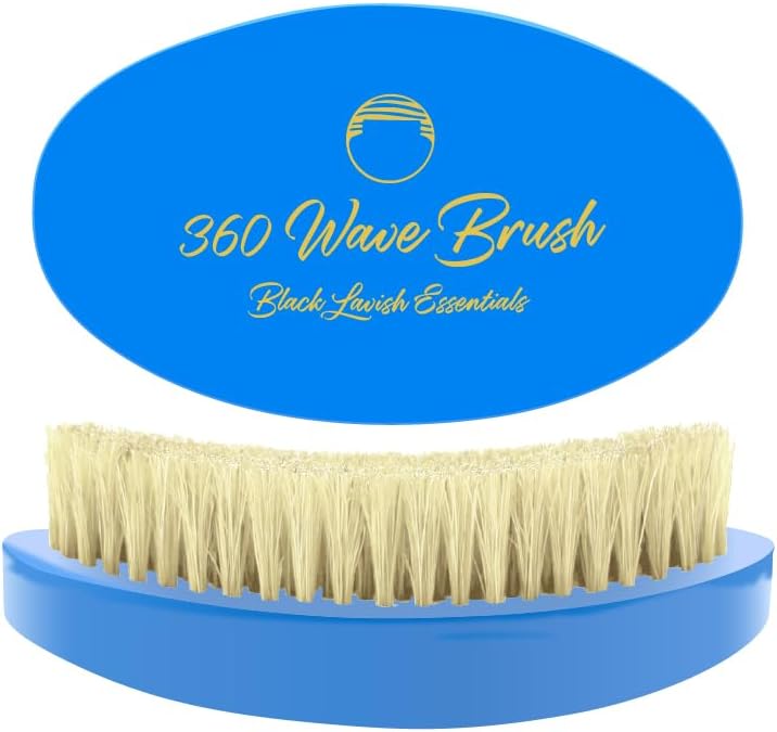 360 Wave Brush, Soft, Build Deeper Waves & Hard Boar Bristle, Curved Design, Black Lavish Essentials Signature (Soft Brush, Sky Blue) by BlackLavishEssentials