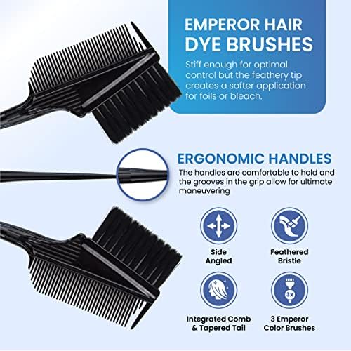 Emperor Hair Dye Brushes - 3 Angled Tint Brushes w Combs for Hair Coloring - Image 3