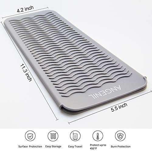 ANGENIL Professional Silicone Heat Resistant Mat Pouch for Hair Straightener, Curling Iron and Flat Iron, Portable Travel Mat and Cover for Hair Styling Tools, Grey - Image 6