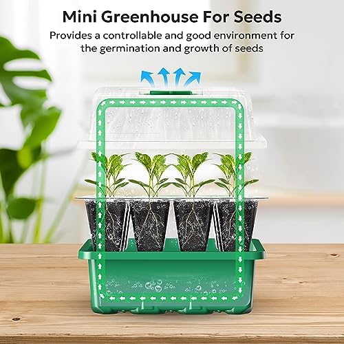 MIXC 10 Pack Seed Starter Tray, 120Cell Stater Kit with Humidity Dome Green - Image 4