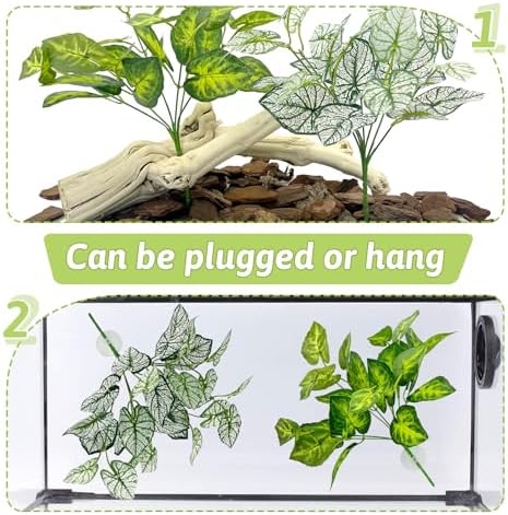 Reptile Plants for Terrarium Hanging Fake Leaves with Suction Cup - Image 6