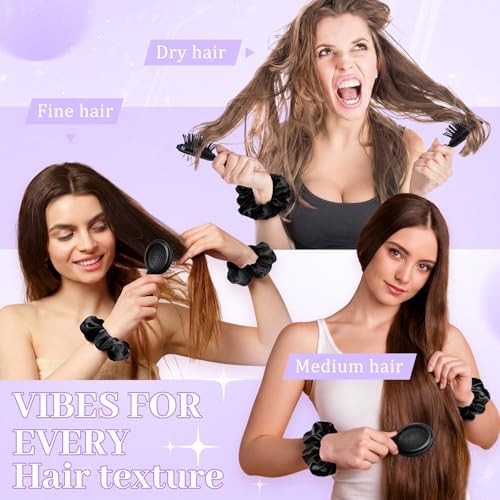 Sliner 24 Pcs Mini Hair Brush with Mirror and Scrunchies, Black - Image 6