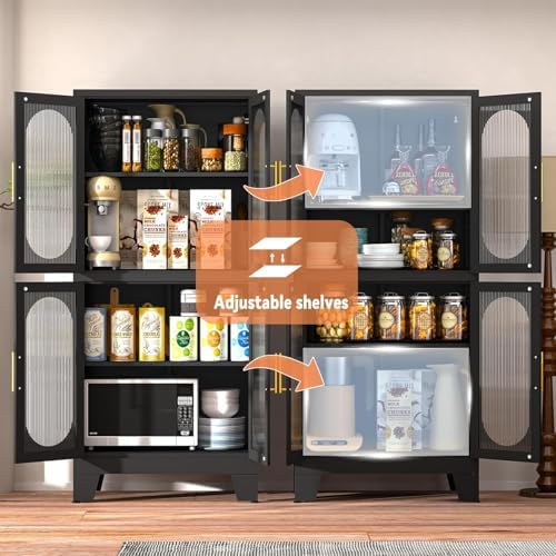 GAIOUS Black Kitchen Pantry Cabinet,Storage Cabinet with Acrylic Glass Door - Image 3