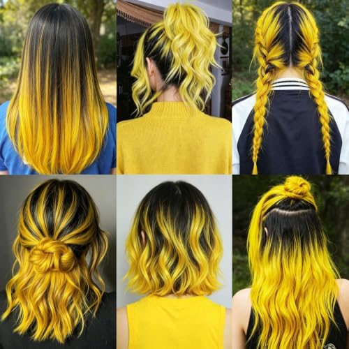 12 PCS Yellow Hair Extensions Clip in, Colorful Hair Accessories Set - Image 6
