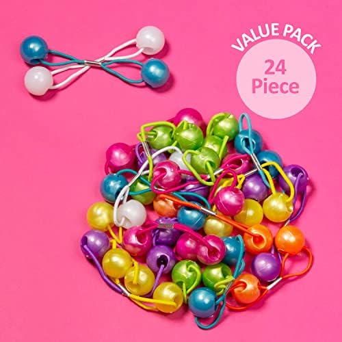 24pc Marble Finish Twin Bead Ponytail Ball Hair Elastics-Girls & Toddlers - Image 6