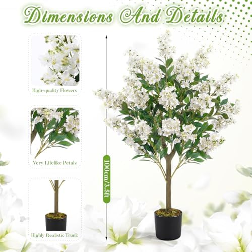 Thiccywoov 1 Pack 3.3 ft Artificial White Crape Myrtle Tree Plant - Image 2