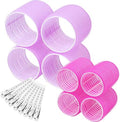 Self Grip Hair Rollers Curlers 16 Pcs Set with 8Pcs Hair Rollers 2 Sizes (4 Jumbo & 4 Large) and 8 Pcs Hair Clips for Long Medium Short Thick Fine Thin Hair Volume by shynek