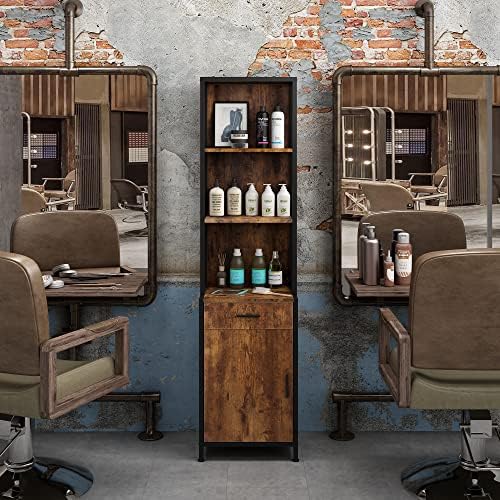 Salon Storage Cabinet for Hair Stylist,Rustic Brown - Image 2