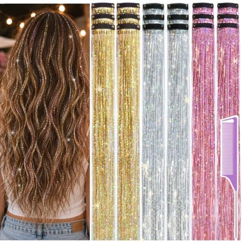 Hair Tinsel Clip in Pack of 18 Pcs Hair Accessories for Party Gatherings by Uikreo-Designtoyourbeauty