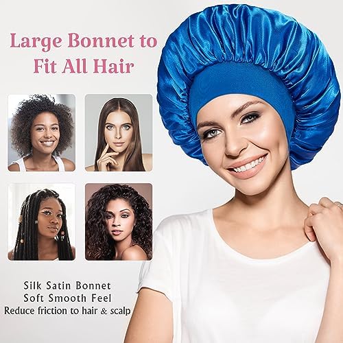 vidsel 2pcs Satin Sleep Bonnets for Women, Silk Hair Bonnet for Sleeping - Image 4