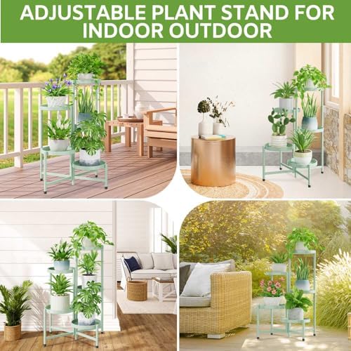 5 Tier Large Plant Stand Indoor Outdoor, 10 In Wide Tray, Green - Image 2