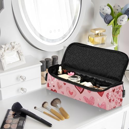 Hair Tools Travel Bag with Heat Resistant Mat 2-in-1 Hot Tools Travel Bag Organizer Flat Curling Iron Travel Case for Straightener Pink Cute Hearts - Image 7