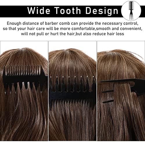 Sieral 4 Pcs Hair Styling Combs Set Wide Tooth Texture Combs, Classic;Black - Image 5