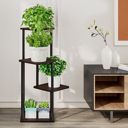 AZERPIAN 4 Tier Tall Plant Stand Indoor Corner Tiered Shelf Metal MDF Board - Image 3