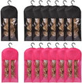 12PCS Wig Bag Hair Extension Holder Wig Storage Wig Holder for Multiple Wigs Hair Extension Hanger Hair Extension Storage Wig Organizer for Multiple Wigs (6PCS BLACK &6PCS HOT PINK) by AIHOPESTO