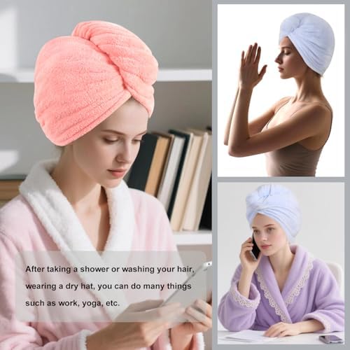 Microfiber Hair Drying Towel Wrap,Hair Turbans Towel for Wet Hair - Image 6