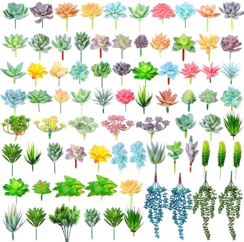 Yunsailing 80 Pcs Artificial Faux Mini Succulent Plants, Lovely by Yunsailing