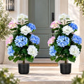 2 Pack 3FT Artificial Hydrangea Trees with Pots, Realistic Pink White Blue Faux Hydrangea Plants, UV Resistant Potted Flowering Tree for Indoor Living Room, Entryway, Front Porch, Patio & Garden Decor by MA3TY