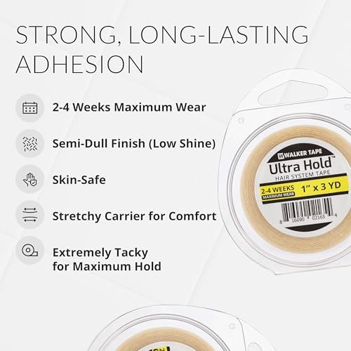 Walker Tape Ultra Hold Adhesive Tape Roll, Double Sided Strong Hold Hair Tape in Hair Extensions Human Hair, Wig Tape and Lace or Poly Systems, Long Lasting Extension Tape Replacement, 1" x 3 Yards - Image 2