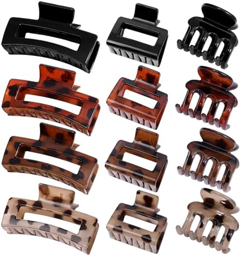 SMKSL 12 Pcs Hair Claw Clips for Women - 3 Styles Tortoise Hair Accessories - Image 7