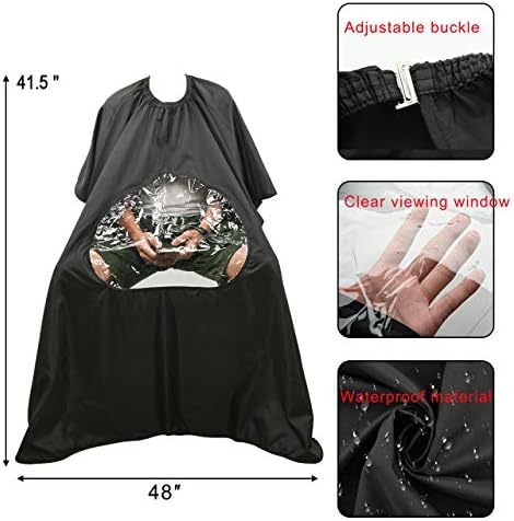 CM Barber Cape with Clear Window Salon Cape Hair Cutting Cover Hair Drape Waterproof Haircut Apron with Buckle for Barber Shop Salon Stylists Home DIY Hairdressing - Image 2