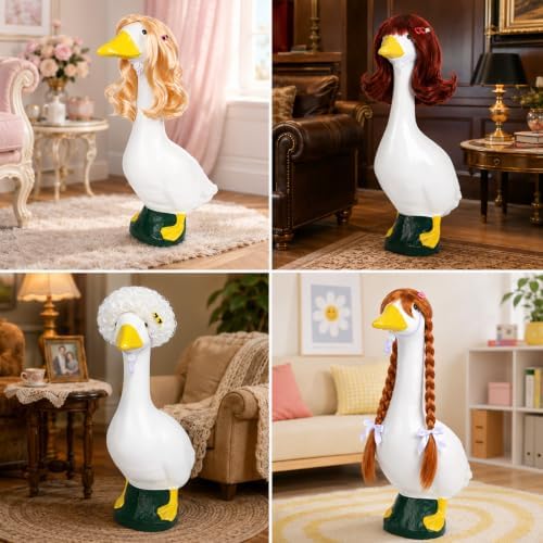 4Pcs Porch Goose Wigs Set Porch Goose Outfits Accessories for Outdoor Statue Accessories Garden Patio Yard Goosey Decoration (4PCS Wigs-D) - Image 6