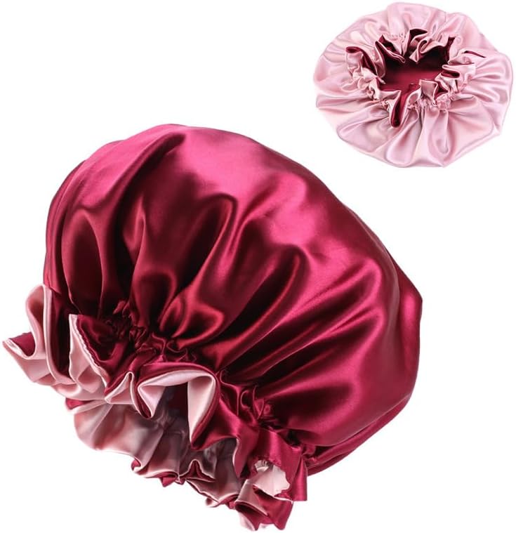 Satin Bonnet for Sleeping Women Wide Elastic - Double Layer Satin Bonnet Hair Bonnet Night Sleep Cap for Curly Hair - Image 5