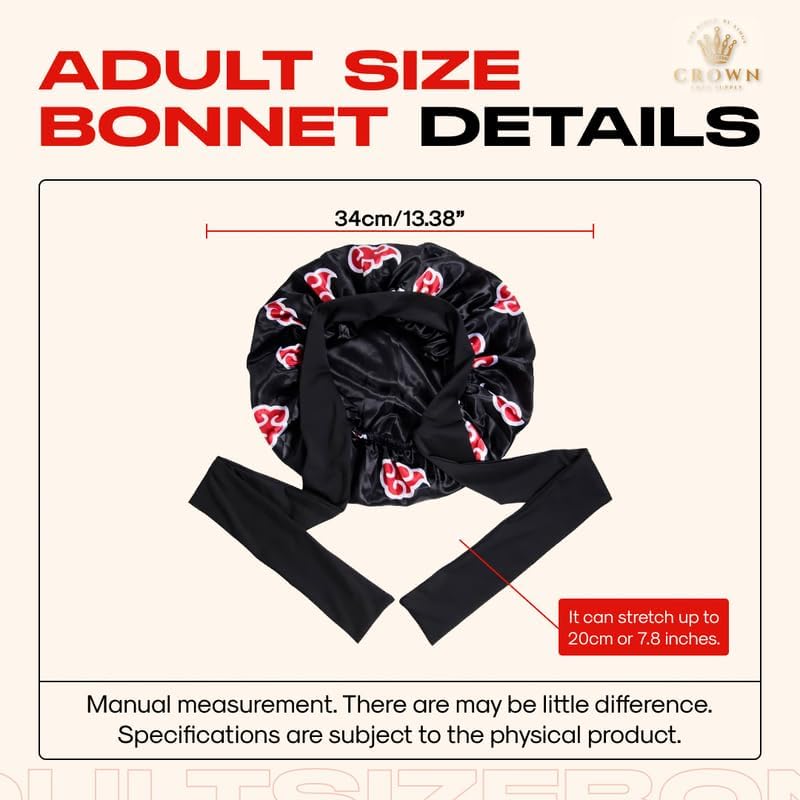 Silky Design Non Slip Bonnet with Tie Adjustable Women and Men Bonnets for Sleeping Comfortable Satin Fabric (Akat) - Image 6