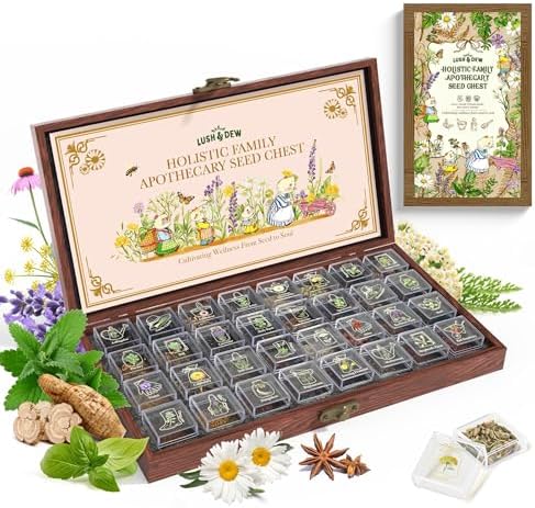 Lush&Dew Holistic Family Apothecary Seed Chest, 30000+ Medicinal Herb Seeds by LUSHDEW