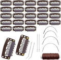 MUIIGOOD 25Pcs Hairpieces Snap Clips U Shape Wig Clips for Hair Extensions Making Wig Accessories Set Tools (Brown) by MUIIGOOD