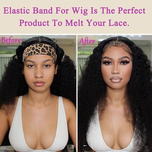 Wig Band and Lace Melting Band Set - Elastic Edge Wrap Bands to Keep Lace Front Wigs in Place and Lay Edges (5 Piece Set, Black+Bow+Leopard) - Image 3