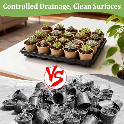 RooTrimmer 3.15 Inch Peat Pots 100 Pcs with 20 Cell Seedling Trays 5 Pcs, Biodegradable Seed Starter Pots with Drainage, Reusable Nursery Tray for Seed Starting Indoor Gardening Propagation Kit 5 Sets - Image 5
