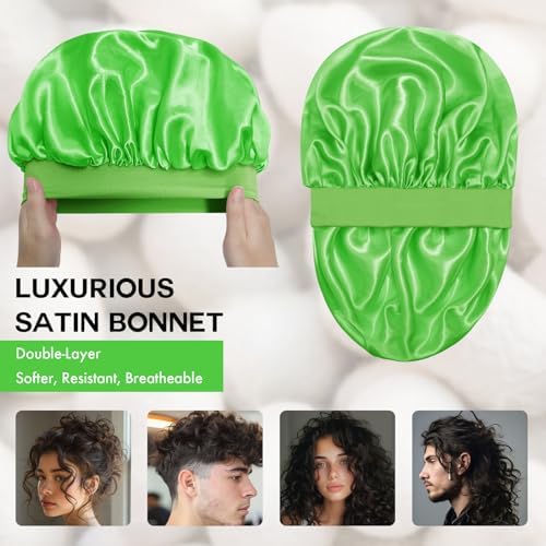 Satin Silk Bonnet for Hair, Double Layer Sleep Cap for Men & Women - Image 2