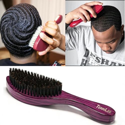 Terrilee Premium Handle 360 Wave Brush for Men - Medium Soft Curved 360 Wave Hair Brushs - Made with Nature Beech & 100% Boar Bristle Soft Men's Hair Brush For Black Men 360 (Purple Wood) - Image 7