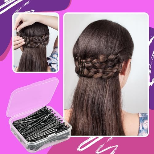 2.2 Inch Black Hair Bobby Pins Metal Clips Flat Straight Ball Tips Non-slip Decorative Long Short Women Girls Nickel Free Hairdressing Wedding Accessories with Case 100 PCS - Image 7