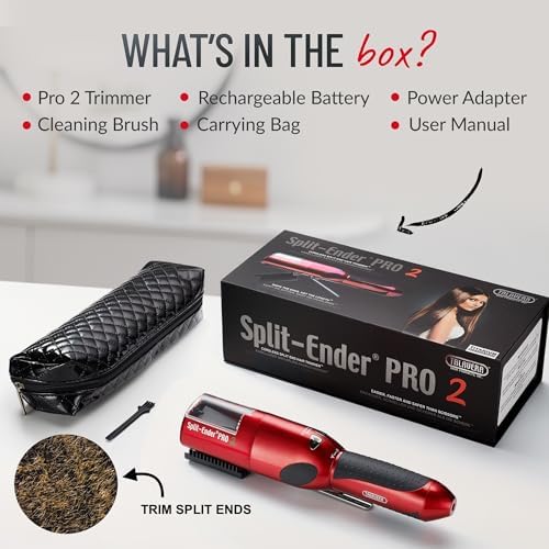 Split-Ender Pro 2 - Original Professional Beauty Tool - Cordless Split End Hair Trimmer for Damaged, Dry, Brittle, Frizzy, Curly or Straight Hair (Red) - Image 4