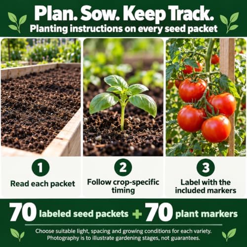 Gardeners Basics Vegetable & Herb Seeds Bundle, 70 Packets for Planting - Image 5