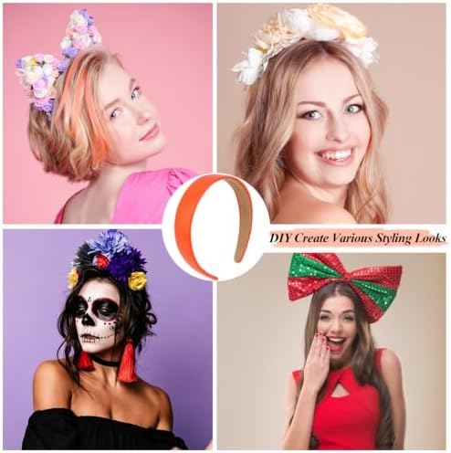 Orange Headband 1 Inch Faux PU Leather Hairband for Women and Girls - Image 7